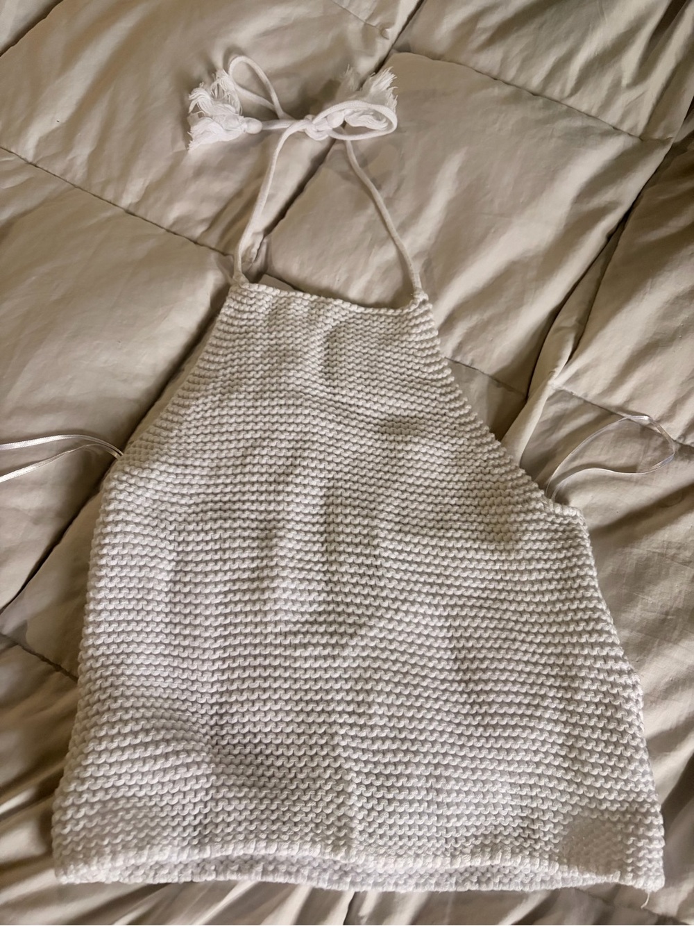 525 America White Knit Halter Top